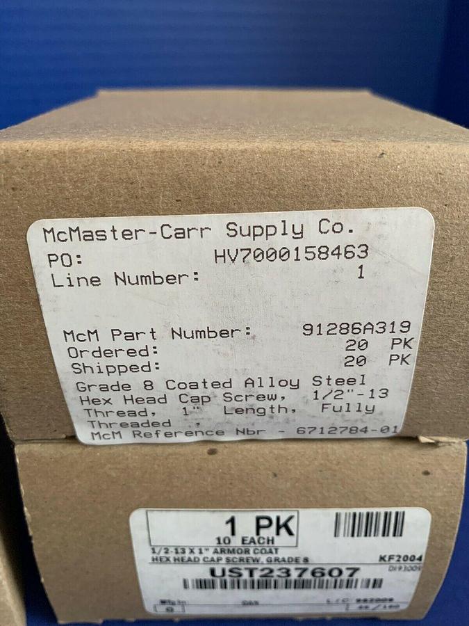 Hex Head Cap Screw UST237607 , 1/2"-13 x 1" Armor Coat Steel, Lot of 40 New