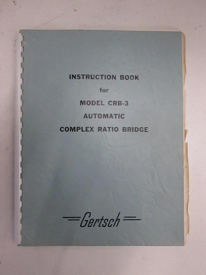 Used Gertsch Model CRB-3 Auto Complex Ratio Bridge, Instruction Book, Used