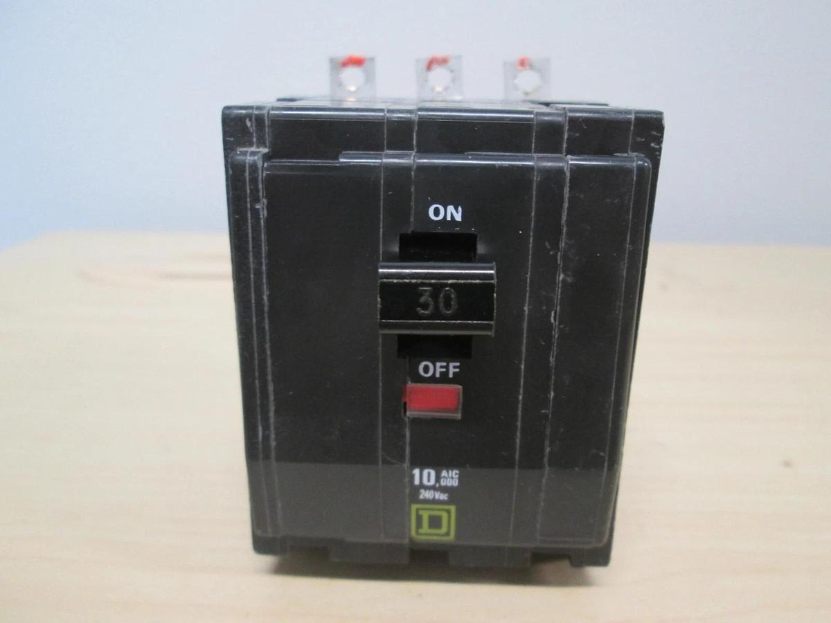 Used Square D, Type QOB, 3 Pole Circuit Breaker, 30A, Used