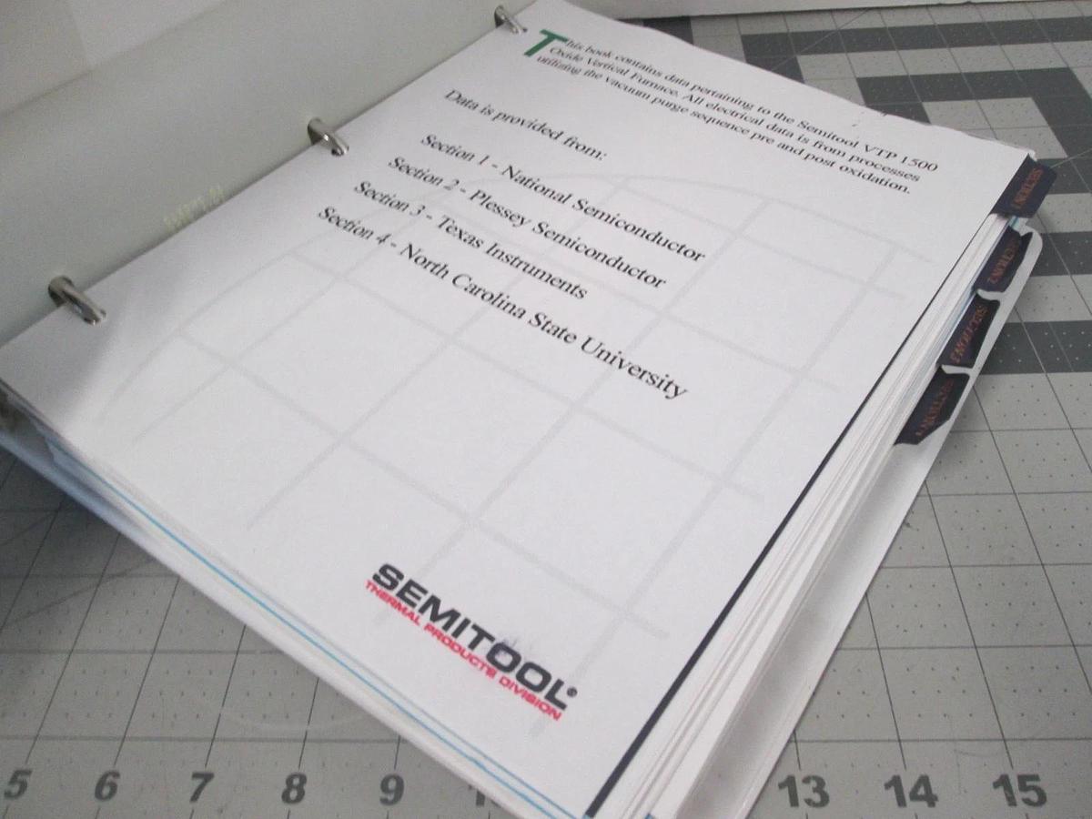 Used Semitool, Vertical Furnace, Oxide Performance Data, Used