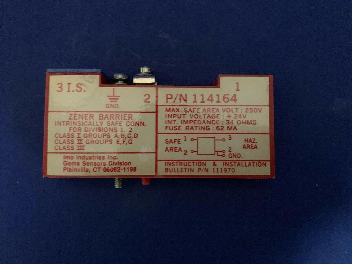 GEMS SENSORS 114164 Single Channel Zener Barrier, New in Box
