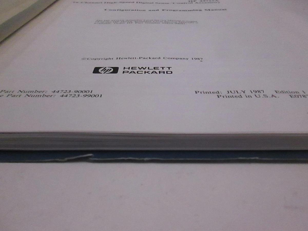 Used HP 3852A Data Acquisition/Control Unit Config and Programming Manual, Used