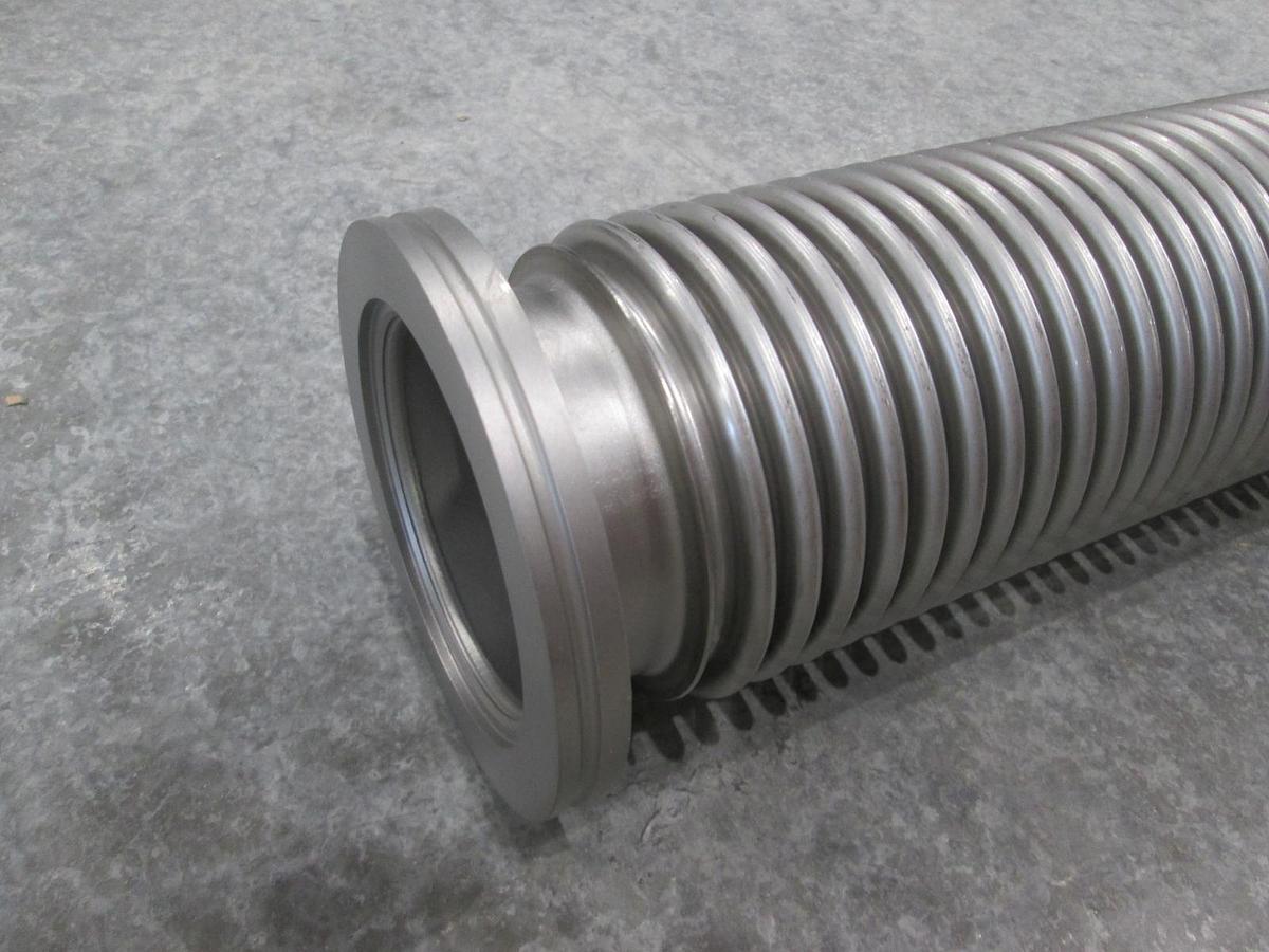Stainless Steel Formed Bellows Vacuum Pipe / Hose, 19 1/2"L, 107MM Flange, Used