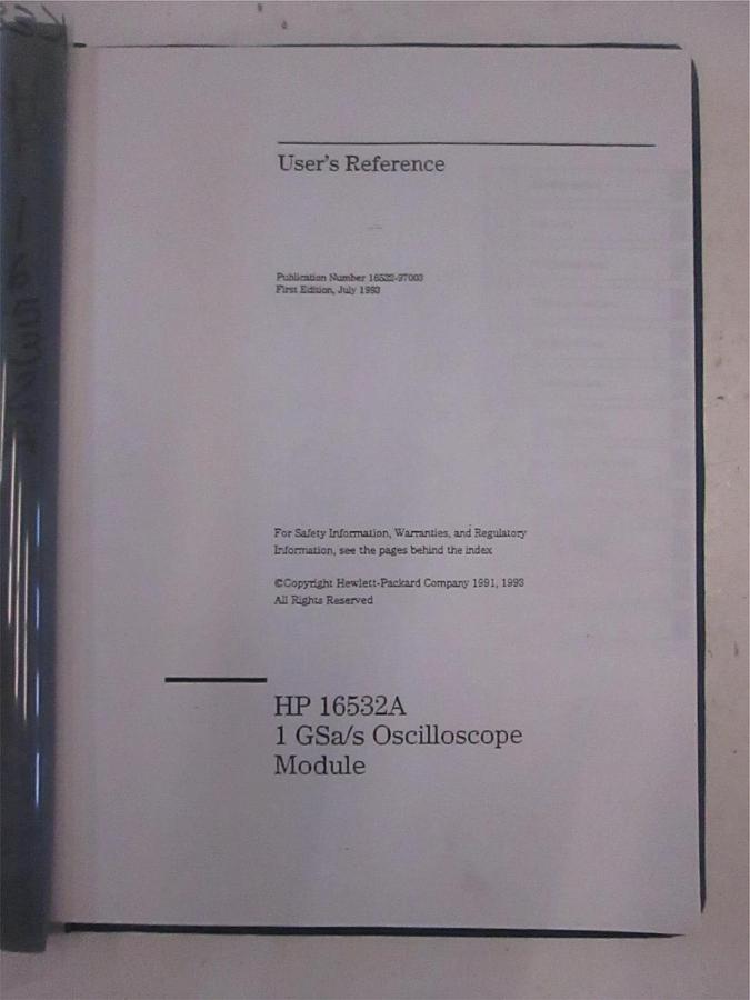 Used HP 16532A 1GSa/s Oscilloscope Module User's Reference, Used
