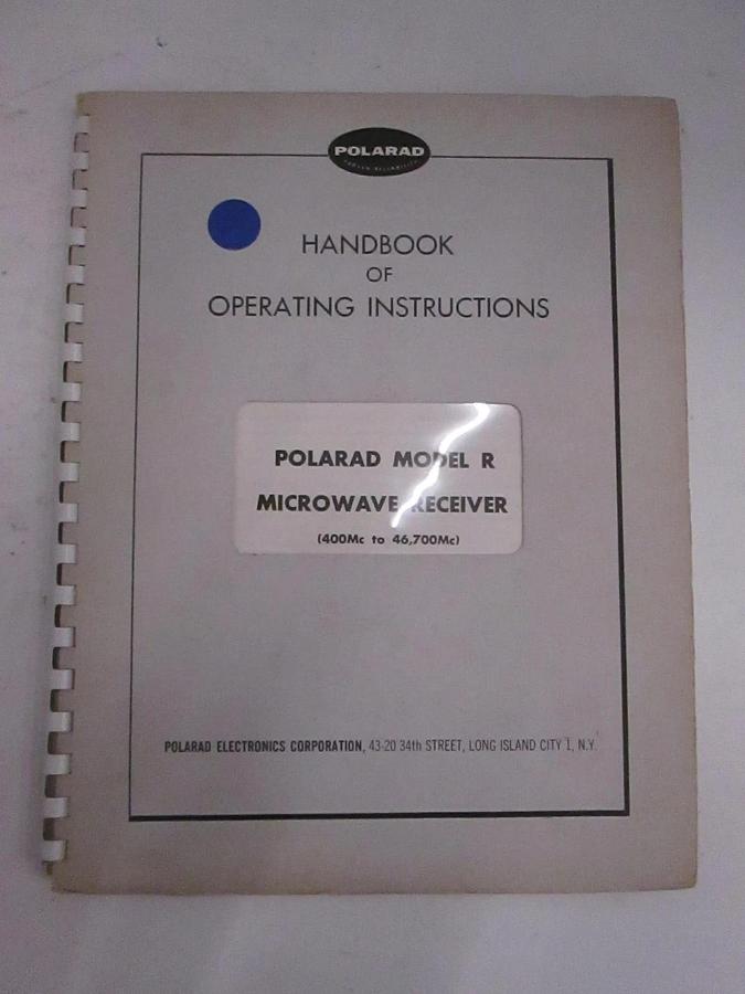 Used Polarad Model R Microwave Receiver Instruction Manual, Used