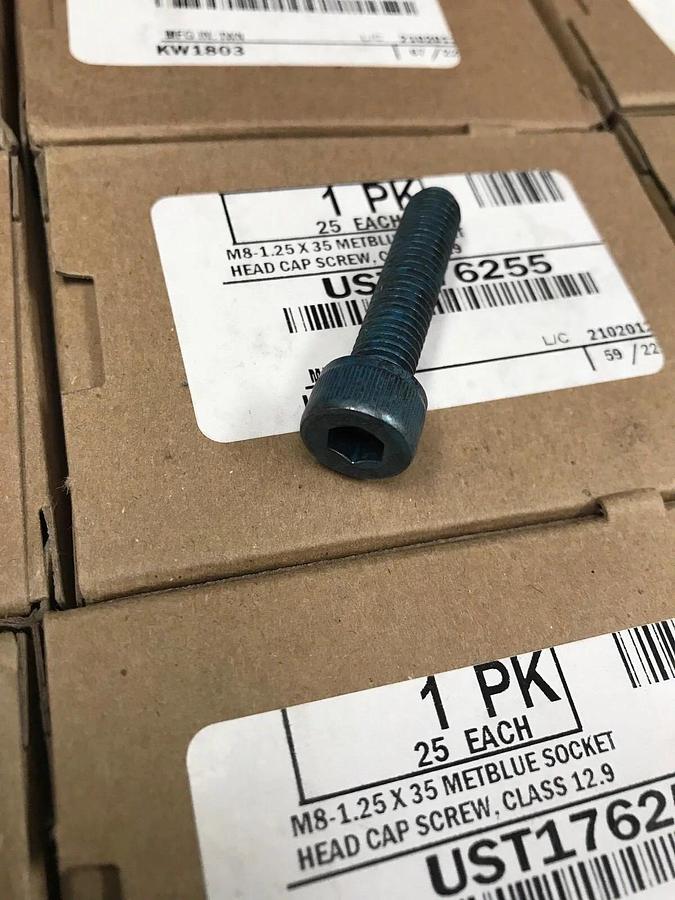 M8-1.25 x 35 Metric Blue Socket Head Cap Screw, UST176255, Lot of 75, New