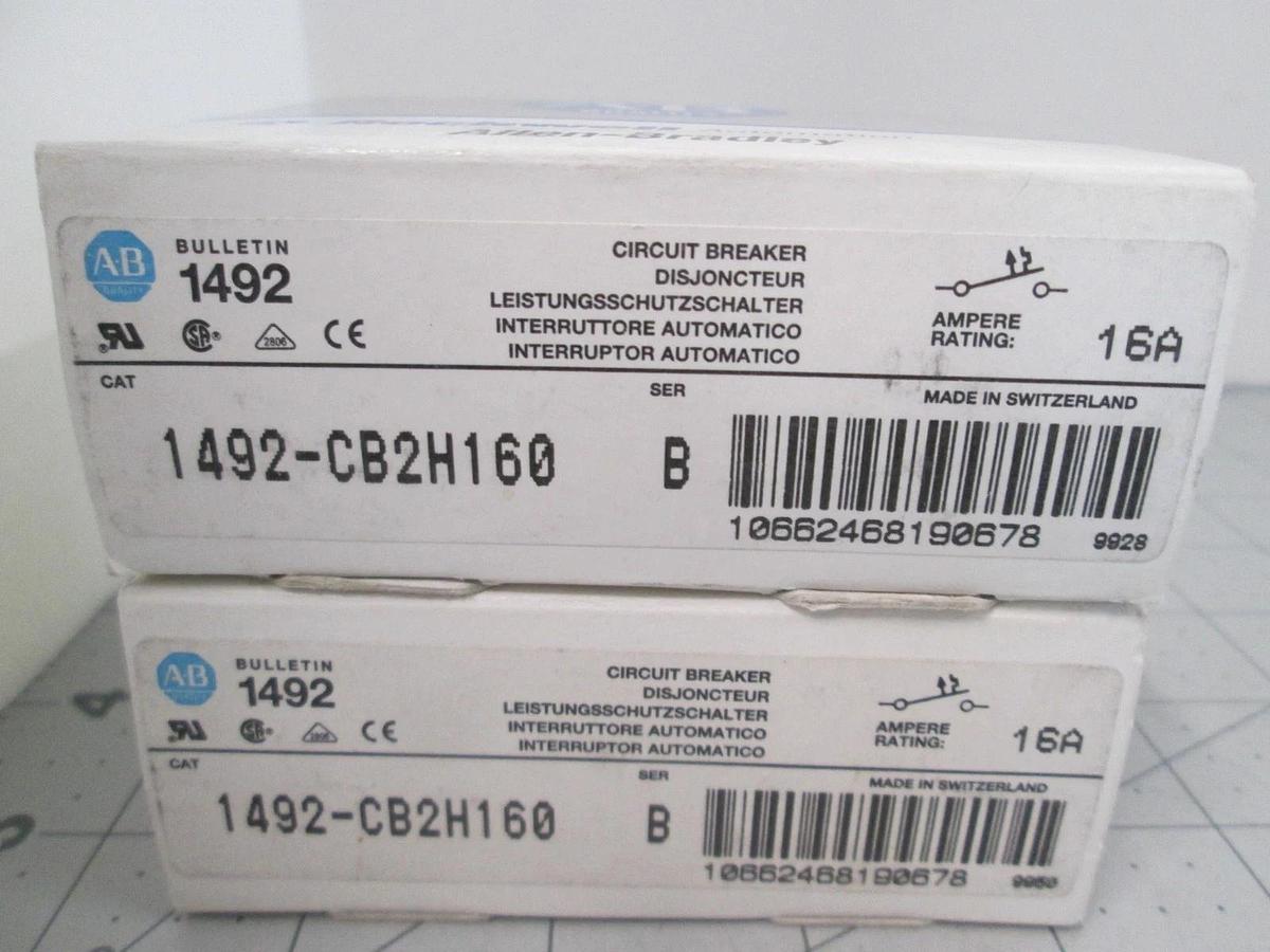 Allen Bradley, 1492-CB2H160, 2 Pole Circuit Breaker, New, Lot of 2