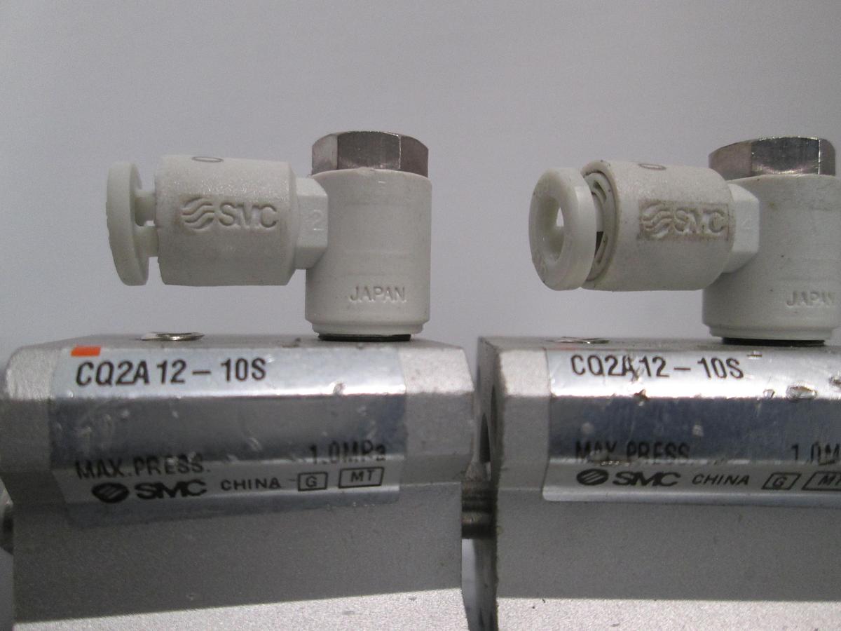 Used Lot of 2 SMC CQ2A12-10S Compact Pneumatic Cylinder Single Acting Spring Return