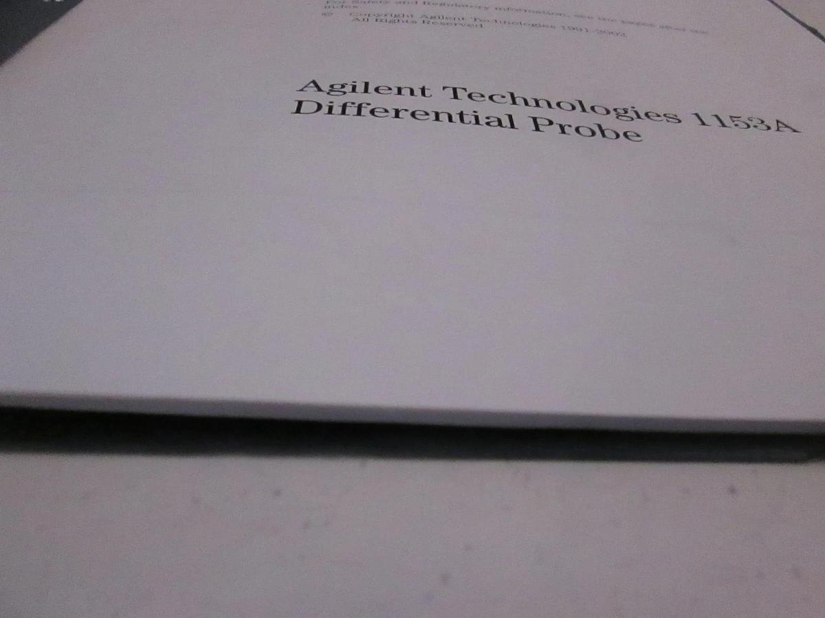 Used Agilent Technologies 1153A Differential Probe User and Service Guide, Used