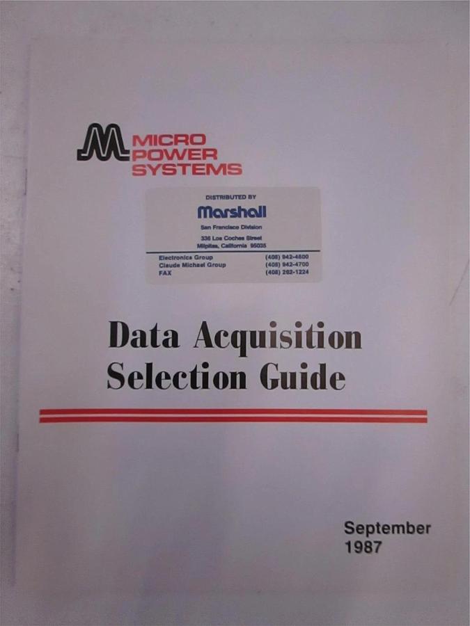 Used Micro Power Systems Data Acquisition Selection Guide Sept. 1987, Used