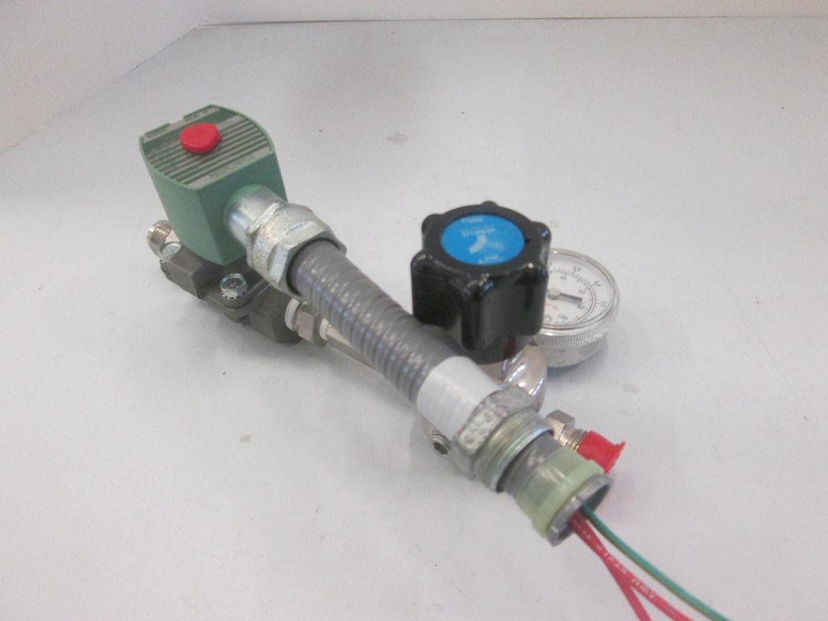 Used Gas Stick Assy, Asco Solenoid Valve 8210G87, Veriflo Regulator, 30-0-100, Used