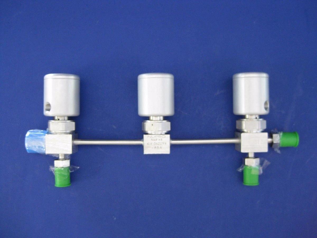 Used NUPRO 6LV-D6257PX-ABA 3-Station Pneumatic Valve Manifold Assy NC/NO/NC, NEW
