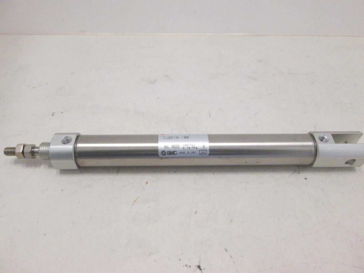 Used SMC, Round Body Pneumatic Cylinder, CJ2D16-100, 100 PSI, .7MPa, New