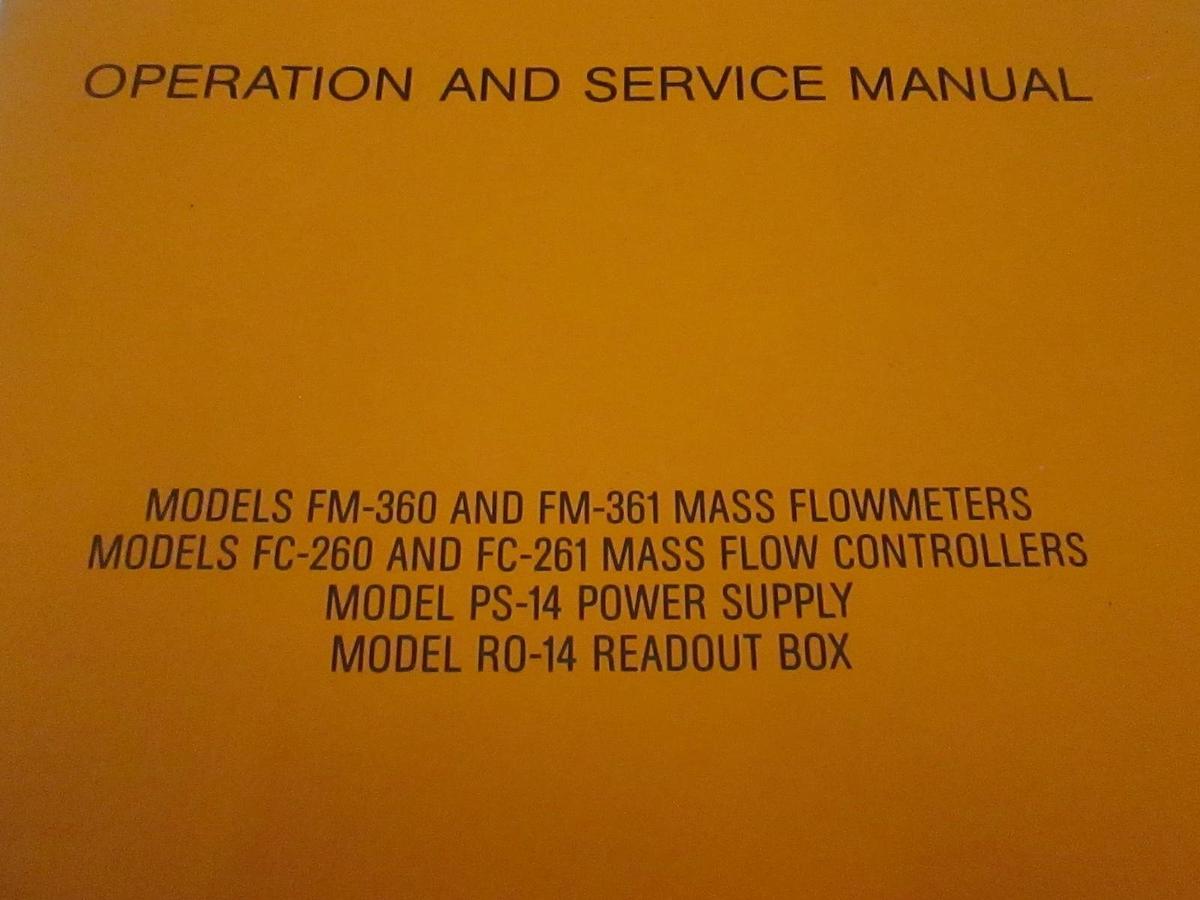 Used Tylan FM-360, FM-361 Flow Meters Operating and Service Manual, Used