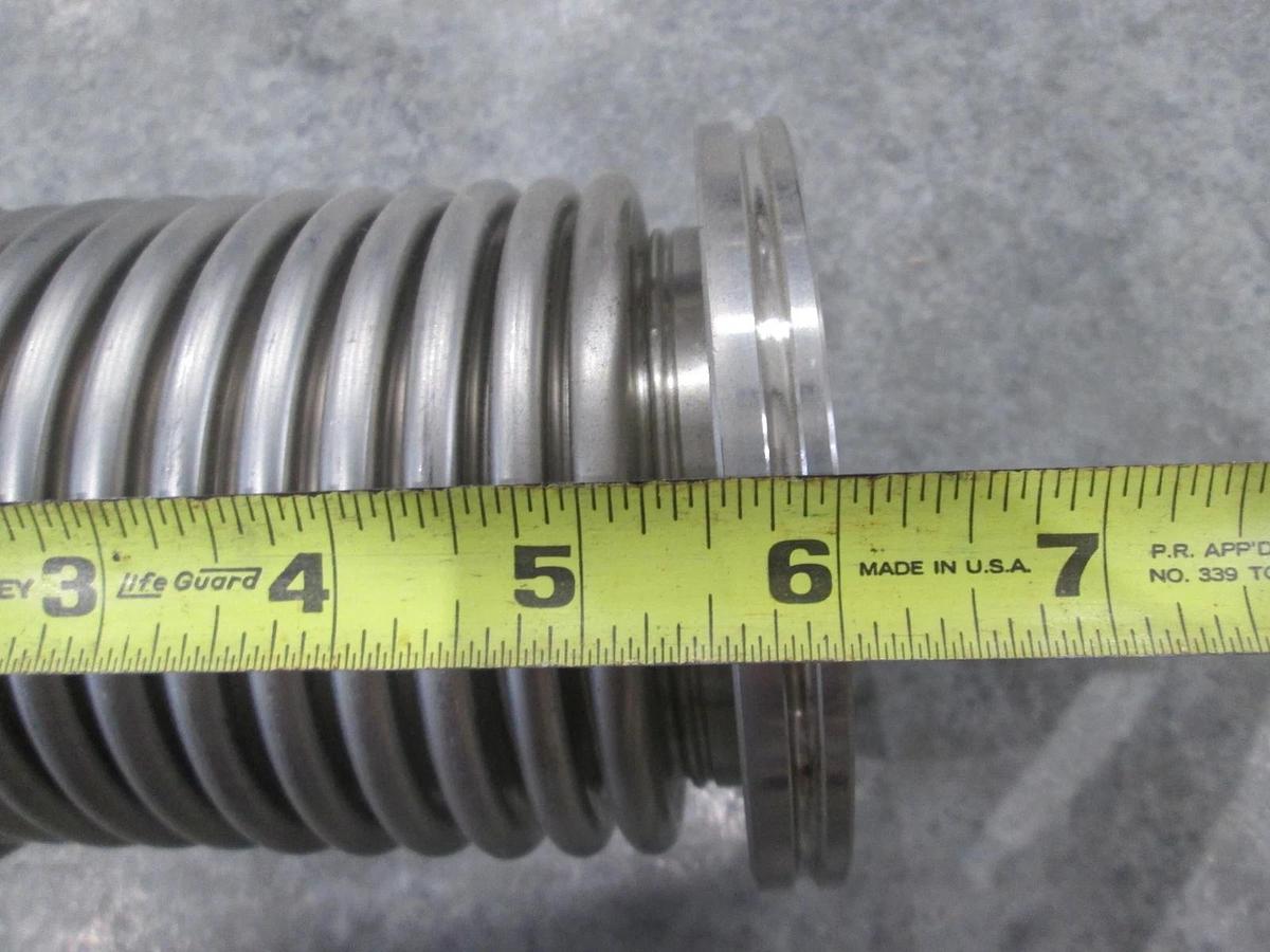 Used Stainless Steel Formed Bellows Vacuum Pipe / Hose, 6"L, 107MM Flange, Used