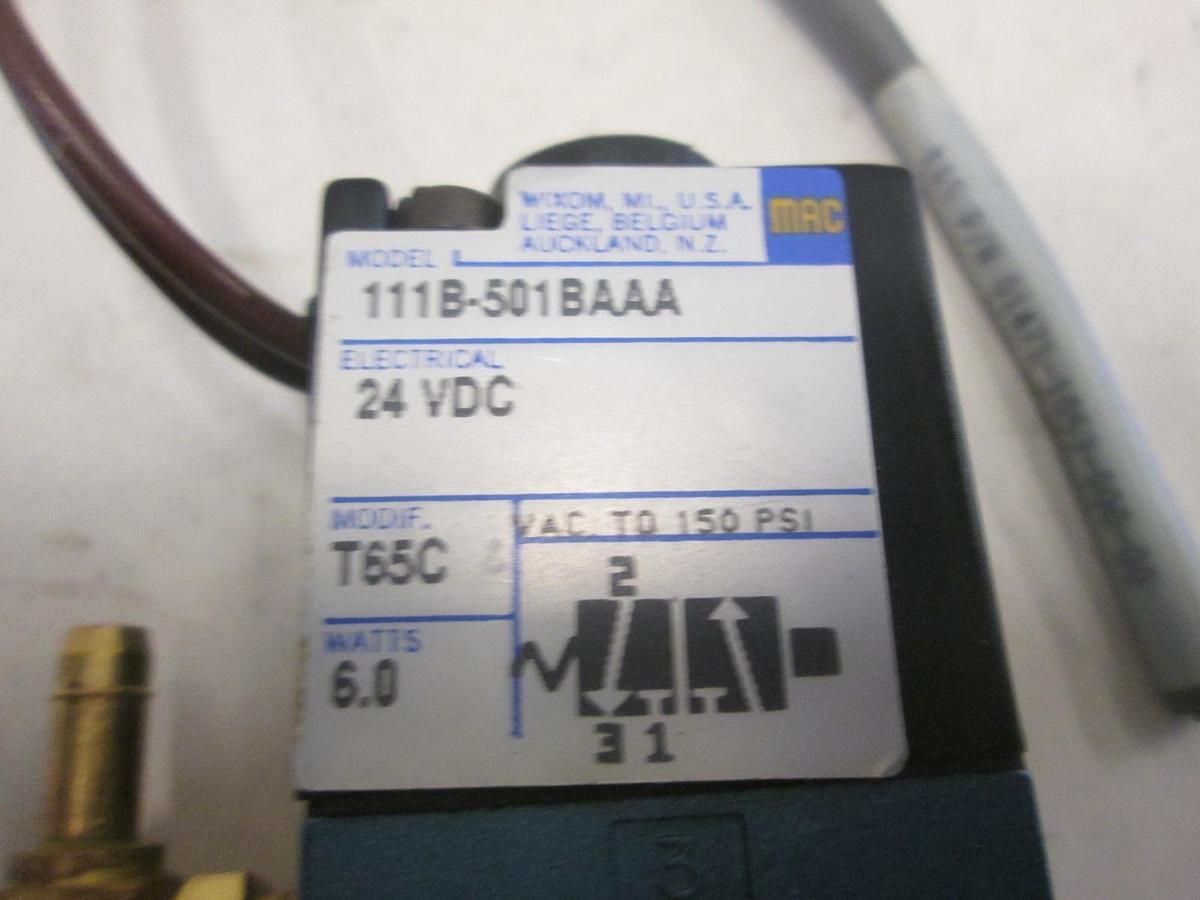 Used MAC, 111B-501BAAA, Solenoid Valve, 24 VDC, 6W, Used