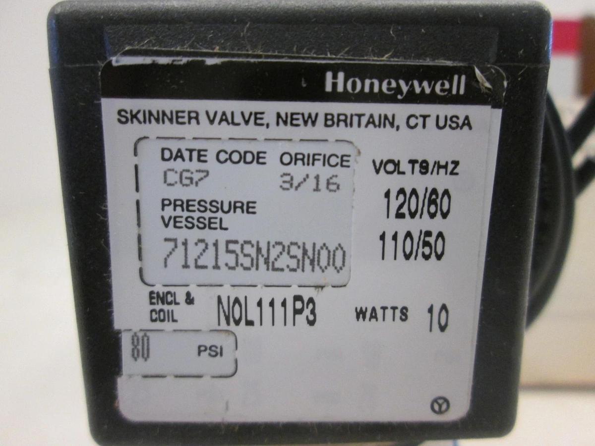 Honeywell, 71215SN2SN00, Solenoid Valve, 10W, 120/60Hz, 0-80 PSI, New