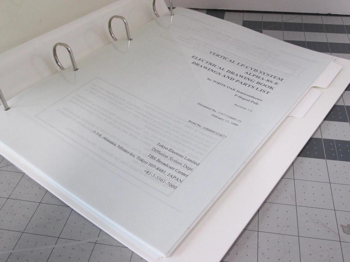 Used TEL Tokyo, ALPHA-8S-E, Electrical Drawing Book P-Doped-POLY, REV 1.0, Used