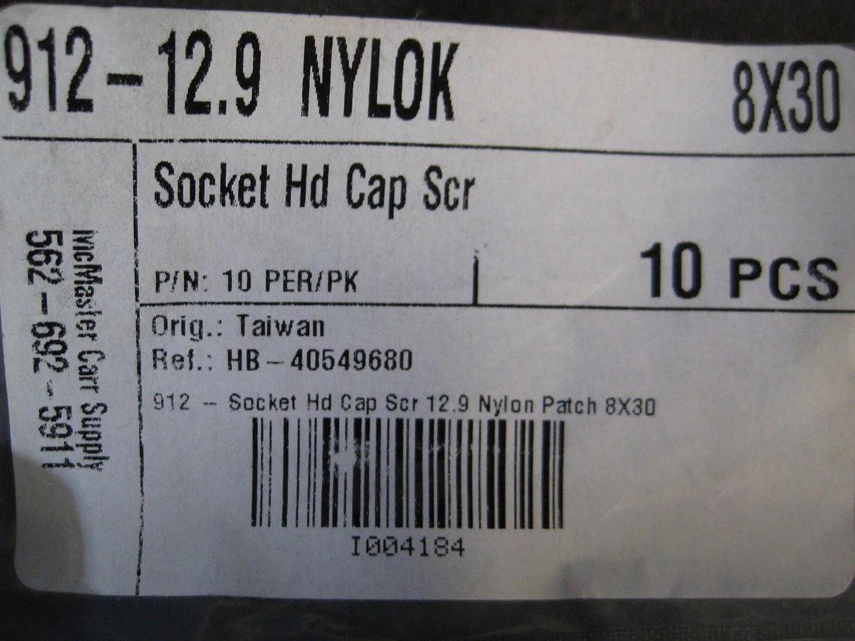 Used McMaster Carr M8x30 Socket Head Cap Screw, DIN 912, Class 12.9, Lot of 350