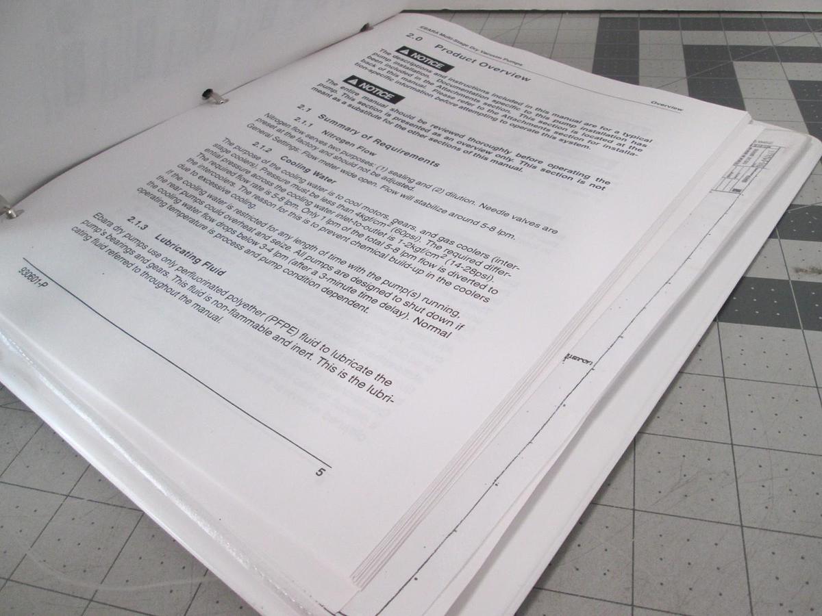 Used Ebara, Model 150x40 Installation and Operation, Maintenance Manual, Used