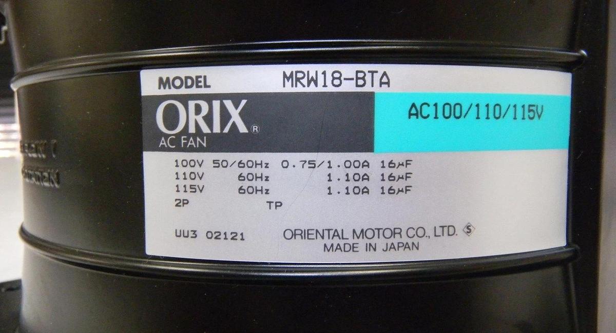 Used Oriental Motor Orix MRW18-BTA Axial Flow AC Fan , 100/110/115 VAC, 180mm, Used