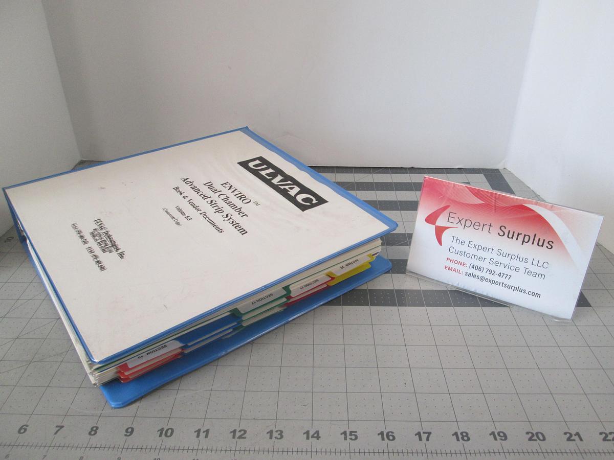 Used Ulvac, ENVIRO Dual Chamber Advanced Strip System, Book 4 Vendor Documents, Volume 5/5, Used