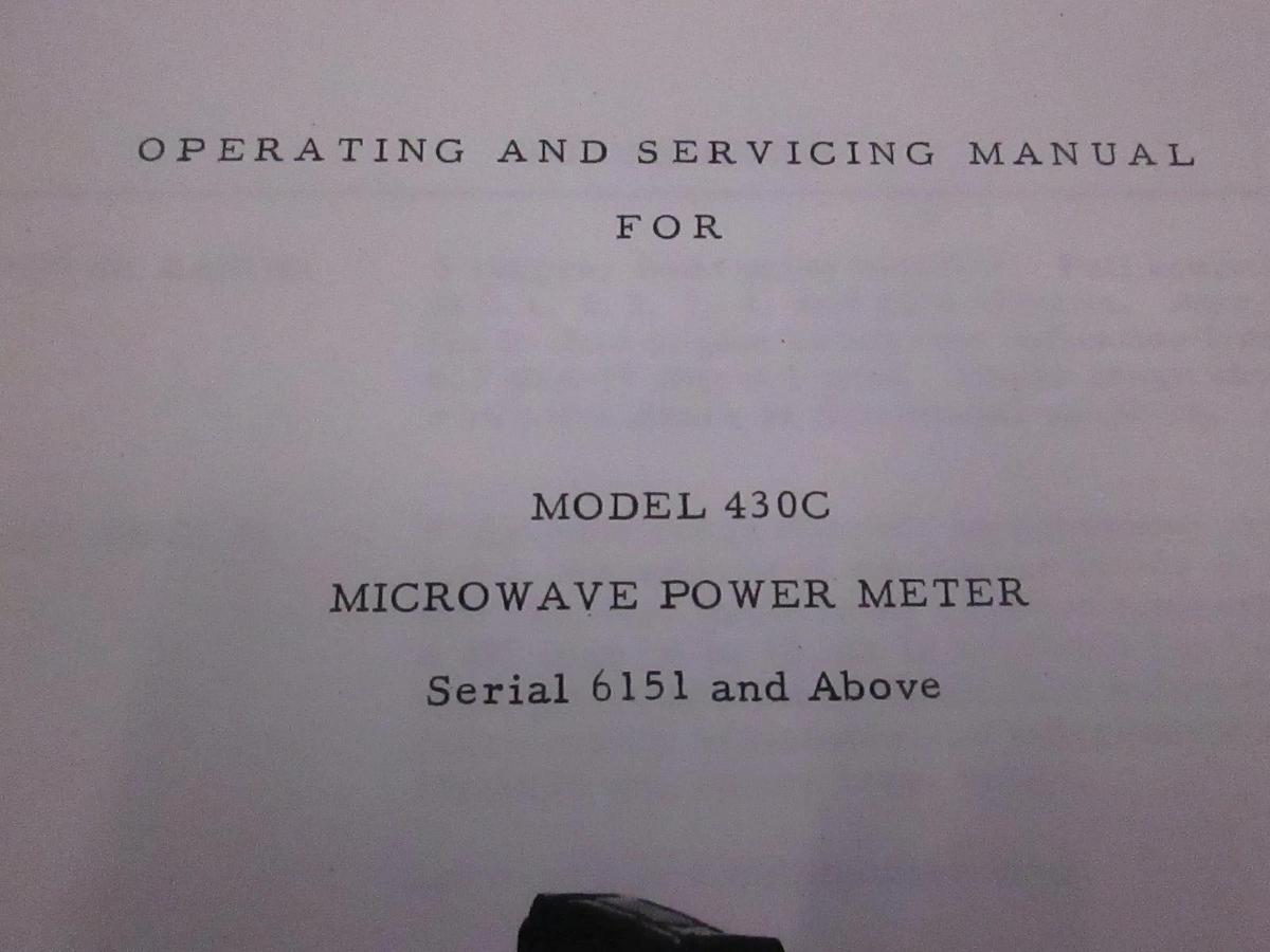 Used HP 430C Microwave Power Meter Operating and Service Manual, Used