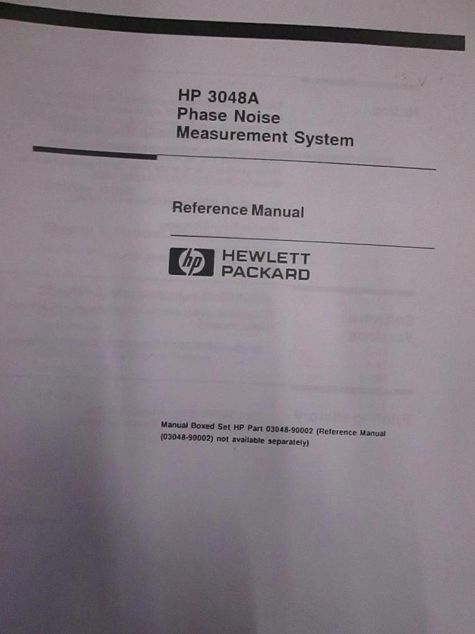 Used HP 3048A Phase Noise Measurement System Reference Manual, Used