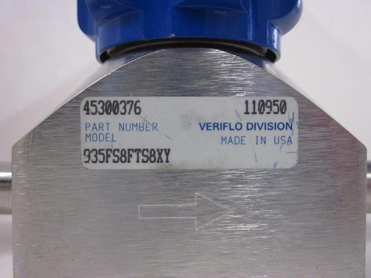 Used Veriflo 935FS8FTS8XY High Flow Valve, High Purity, 1/2"Tube x 1/2"FVCR