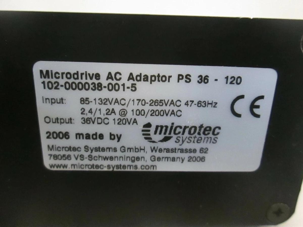 Used Microtec Systems, Microdrive AC Adaptor PS 36-120, Used