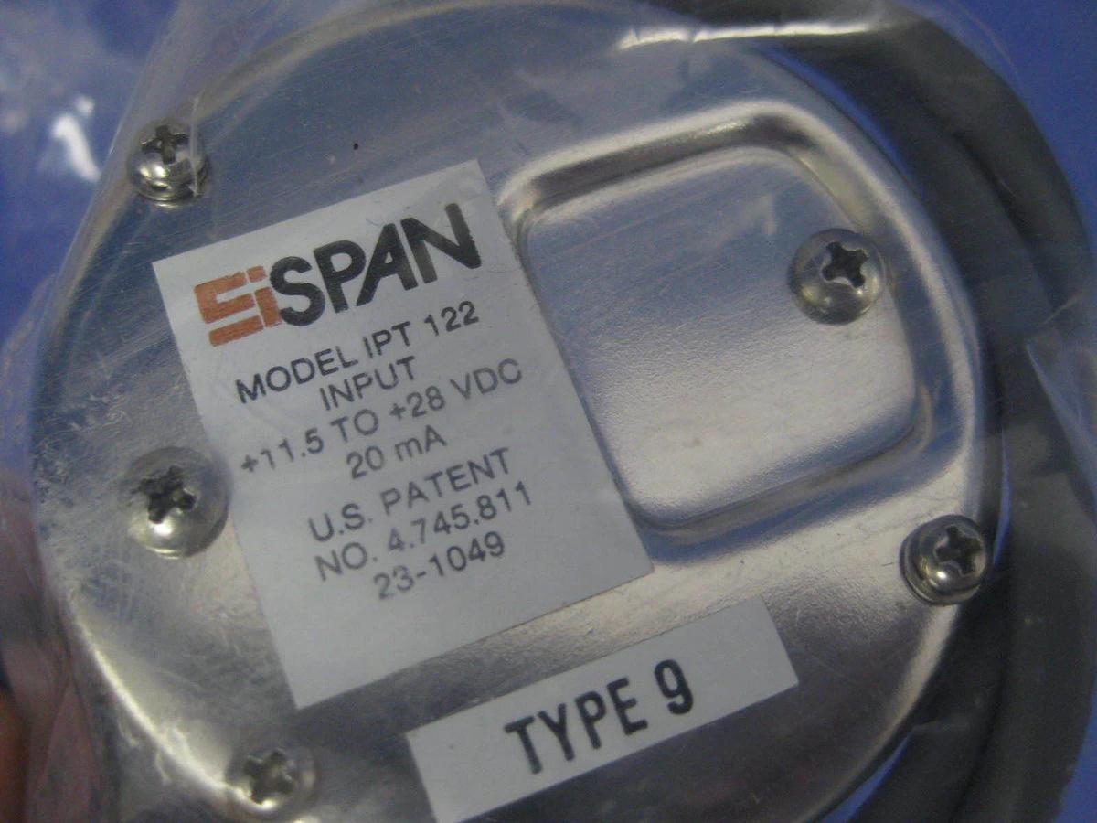 Span IPT122 Indicating Pressure Transmitter, Type 9, 0-100 PSI, 1/4" MVCR, New