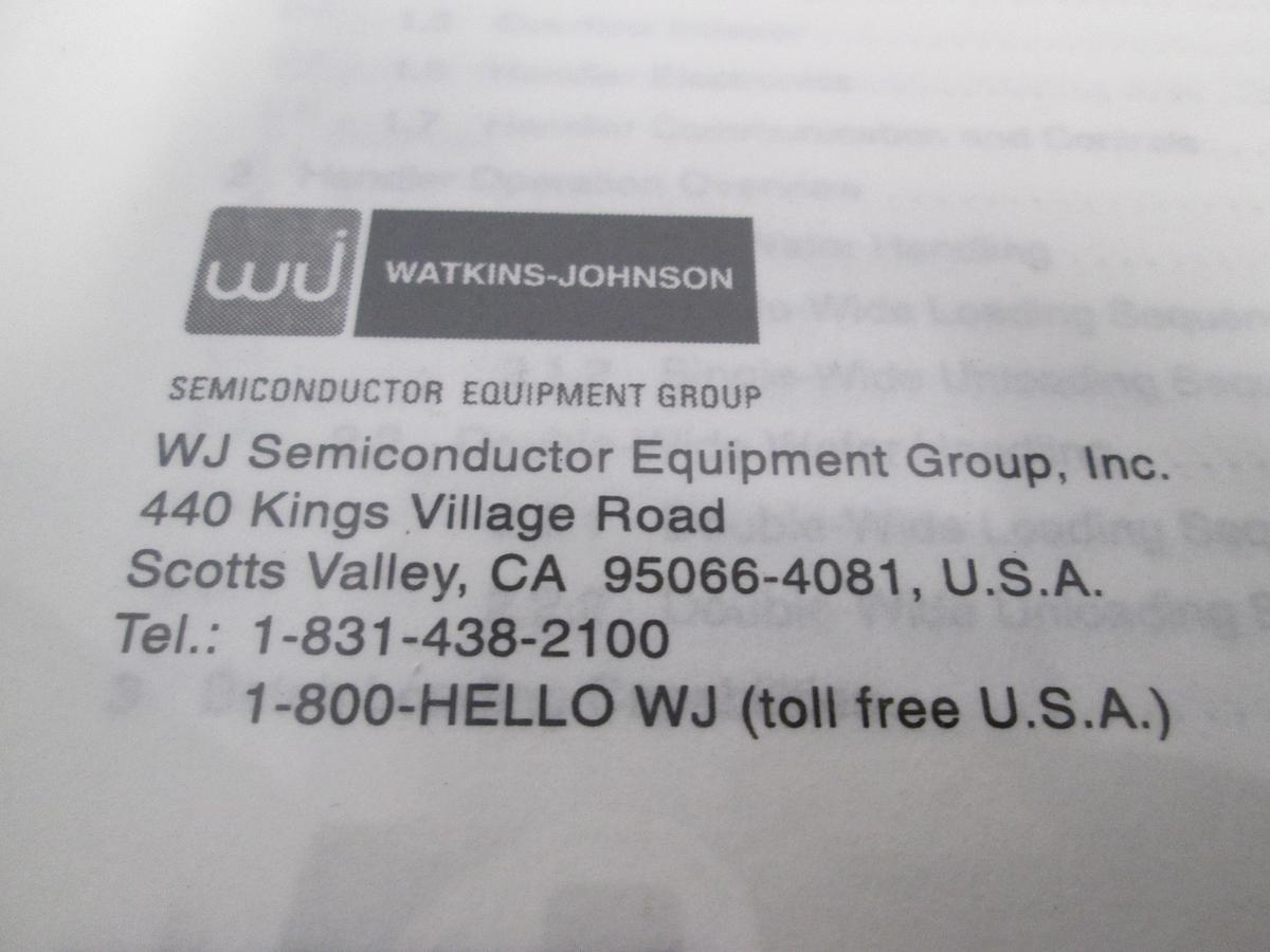 Used Watkins-Johnson, WJ Semiconductor Equipment Handler Manual TP16931.FM, WJ-996