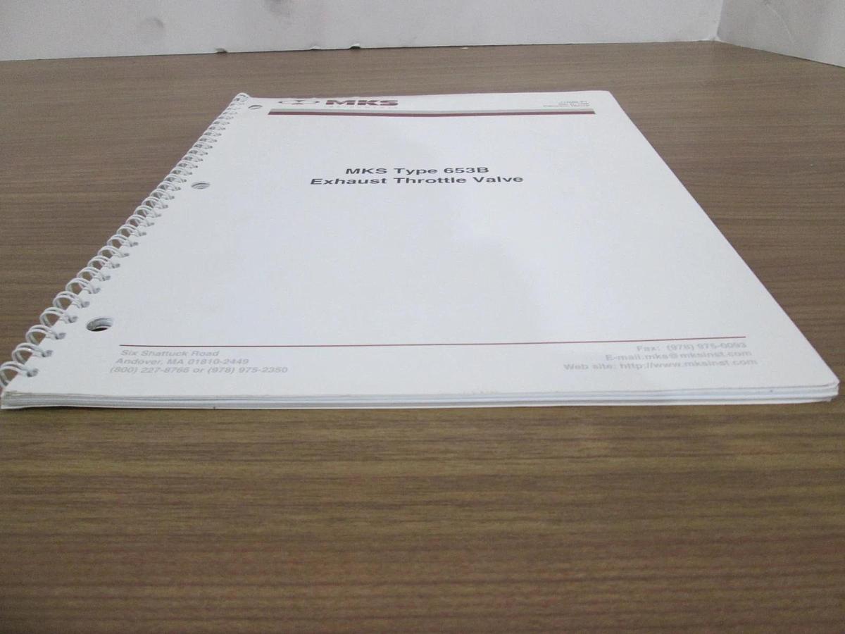 Used MKS, Type 653B, Exhaust Throttle Valve Instruction Manual, Used