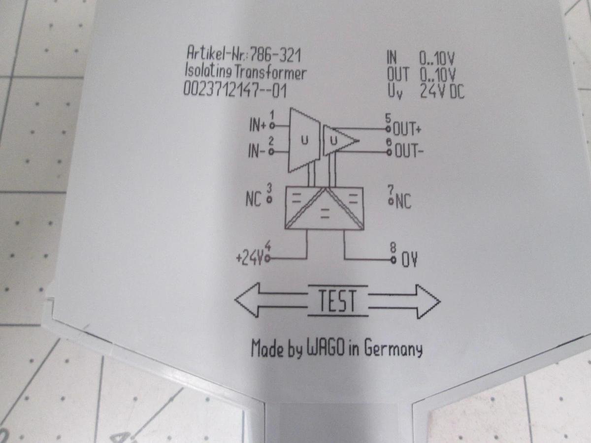 Wago, 786-321, Isolating Transformer, IN 0.10V, Out 0.10V, 24VDC, New