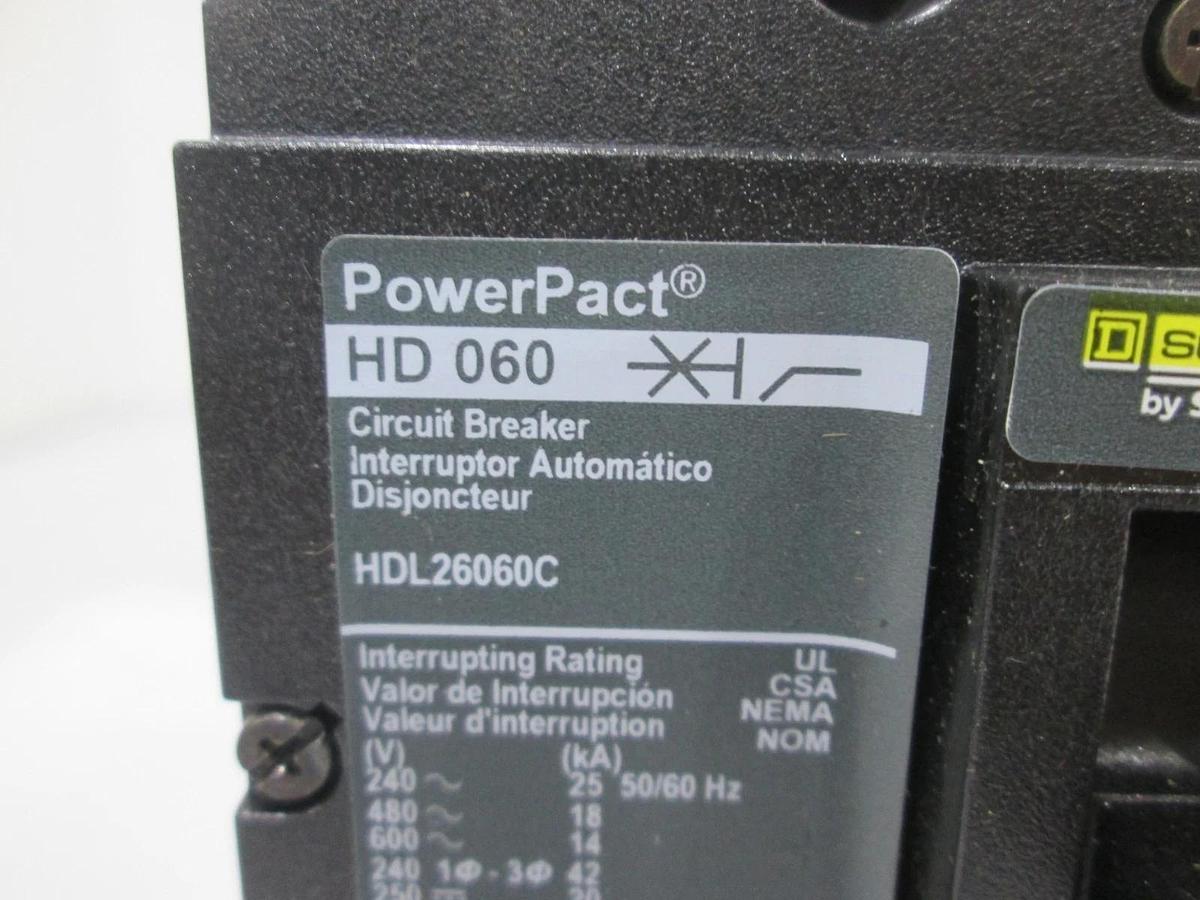 Schneider Electric, PowerPact, HD 060, Circuit Breaker, HDL26060C, 60A, New
