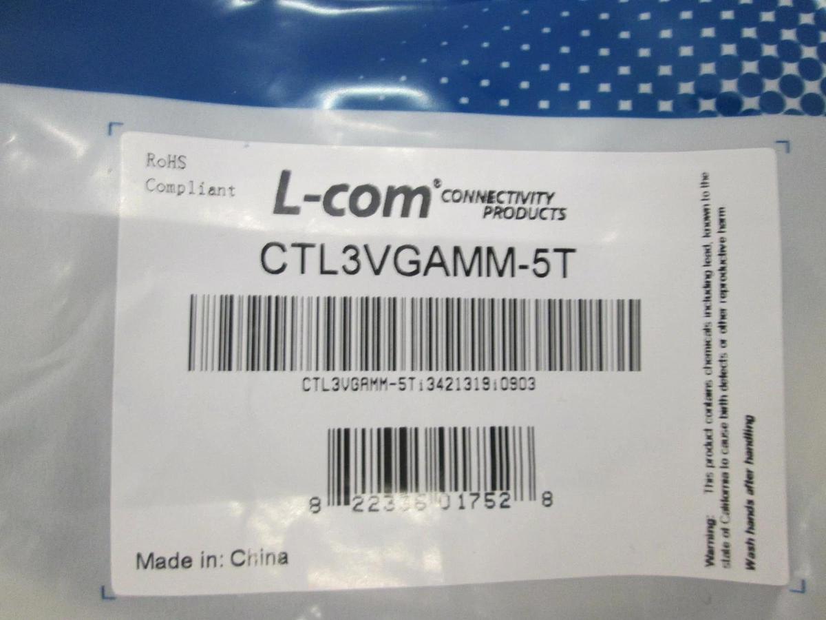 L-Com, CTL3VGAMM-5T, Economy Molded D-Sub Cable, New, Lot of 3