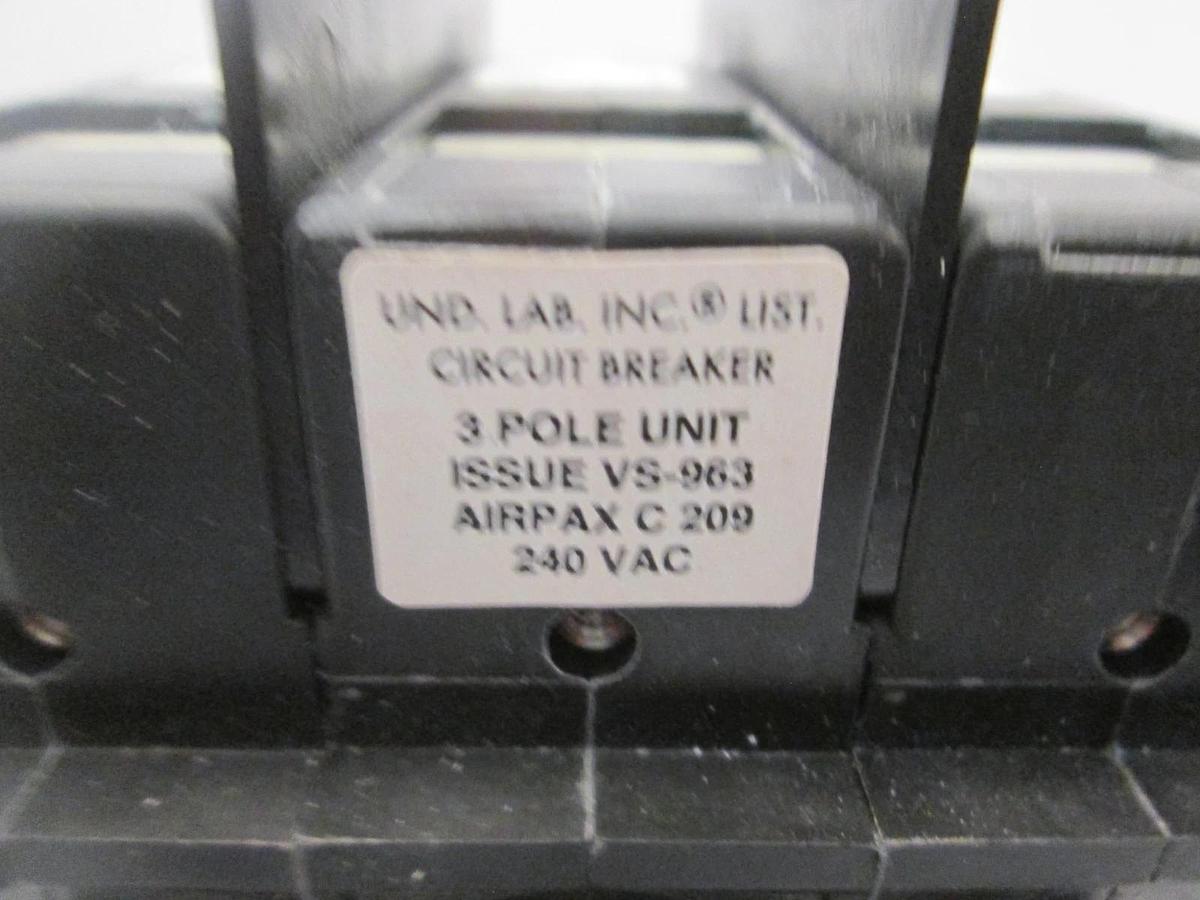 Used Airpax, LR26229-209-3, Circuit Breaker, 3 Pole, 100A, Used