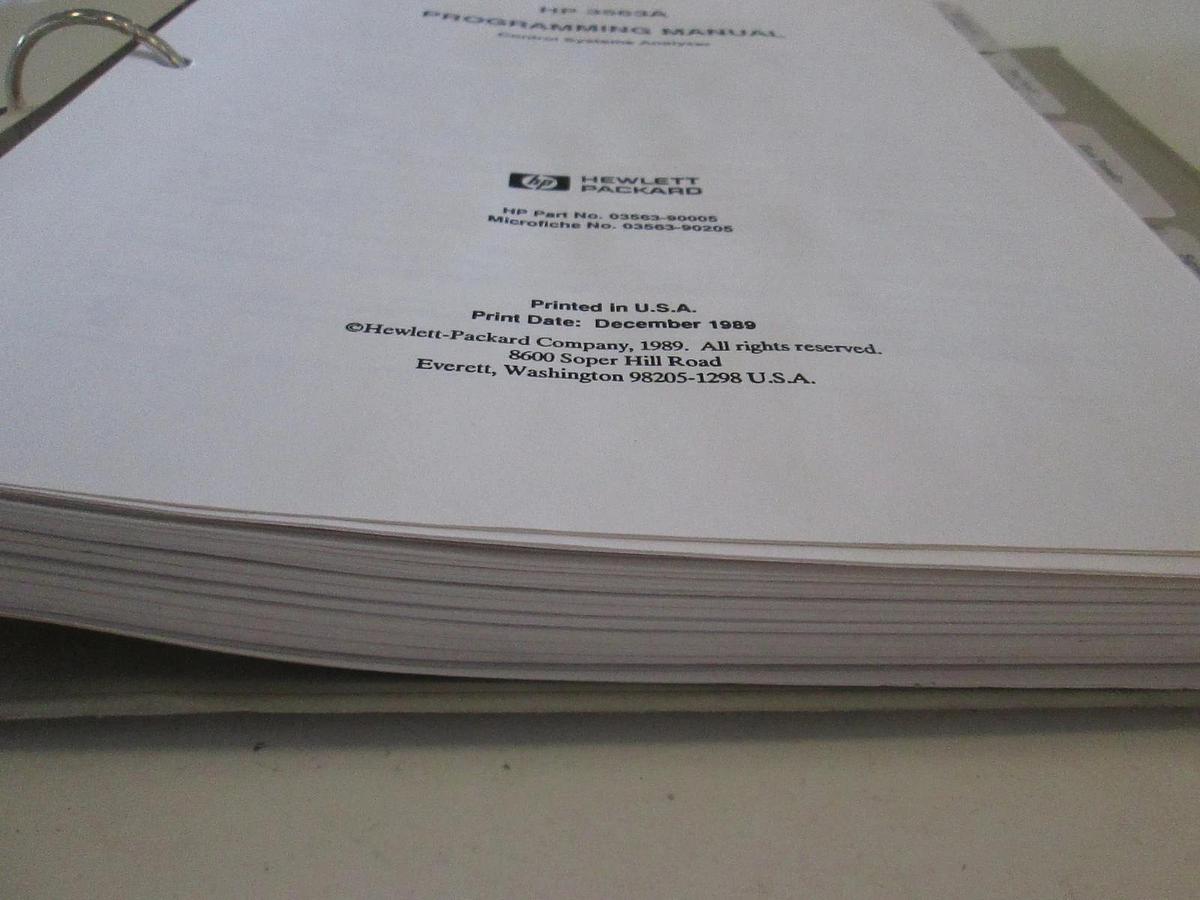 Used HP 3563A Control Systems Analyzer, Programming Manual, Used