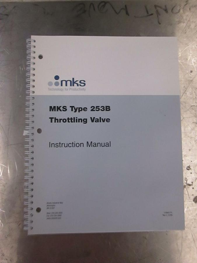 Used MKS Type 253B Throttling Valve Manual, 118843-P1, New