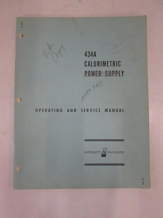 Used HP 434A Calorimetric Power Meter Operating and Service Manual, Used