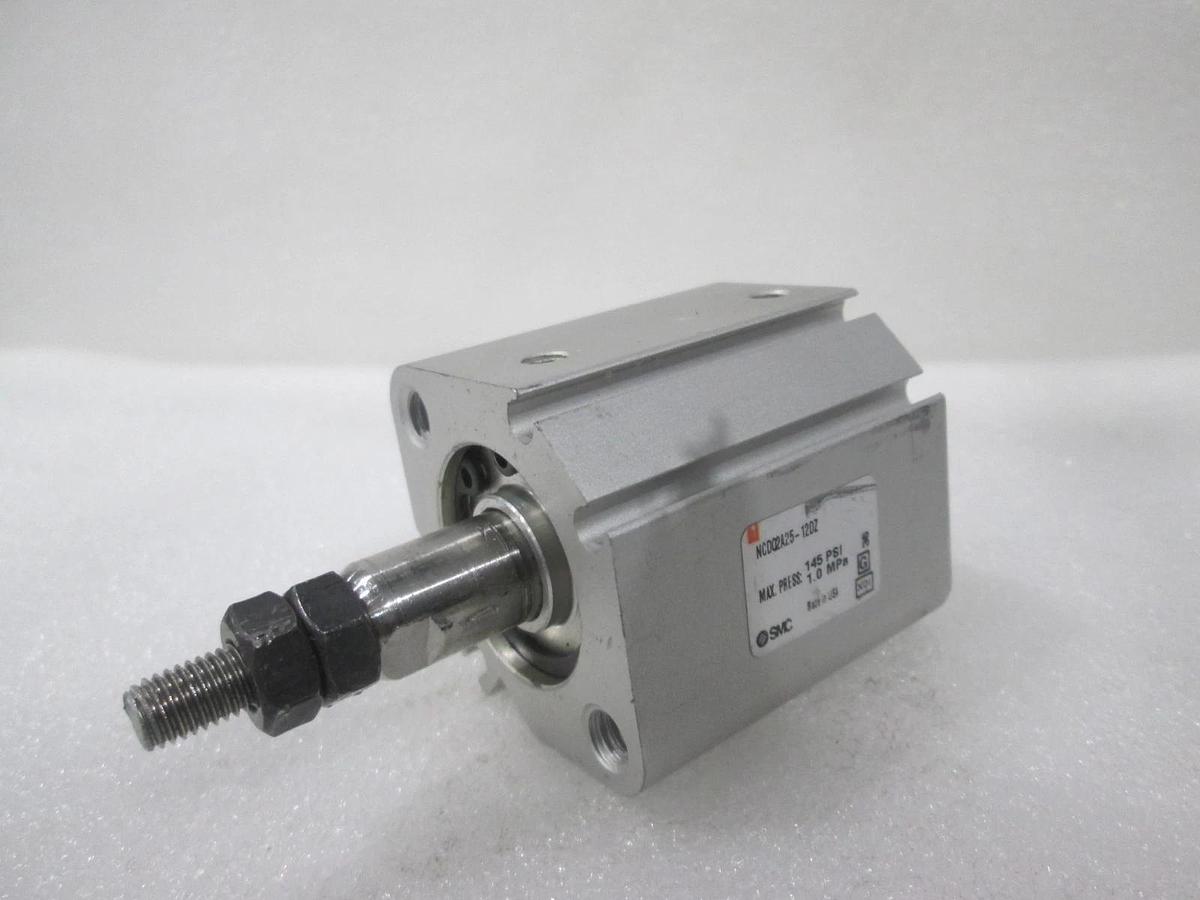 SMC, Pneumatic Cylinder, NCDQ2A25-12DZ, 145 PSI, 1.0 MPa, Used