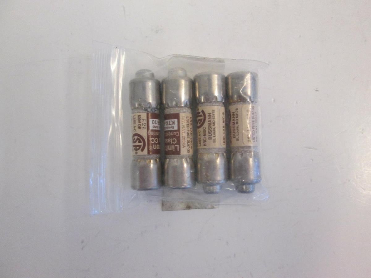 Used Bussman Limitron KTK-R-10 Fuses, 10A, Lot of 4, Used