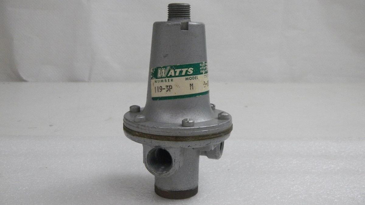 Used Watts 119-3P Regulator, Model M, 3/4" In/Out, 1/2" R/L, 1-125PSI, Used