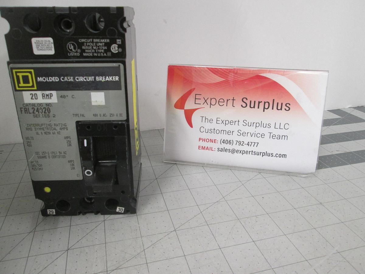 Used Square D, FAL24020, Molded Case, Circuit Breaker, 480VAC, 250VDC, Molded Case