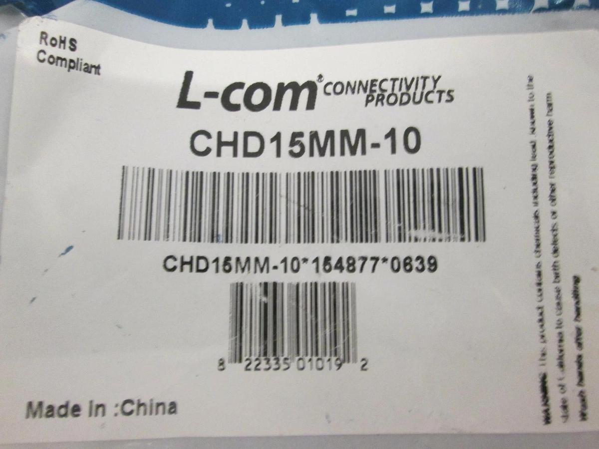 L-Com Connector Cable, CHD15MM-10, New, Lot of 2