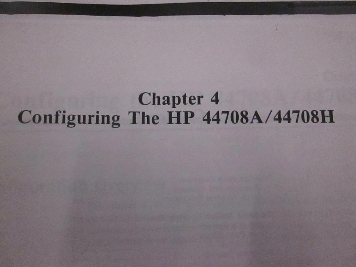 Used HP 44708A/44708H Configuration Chapter 4, Used