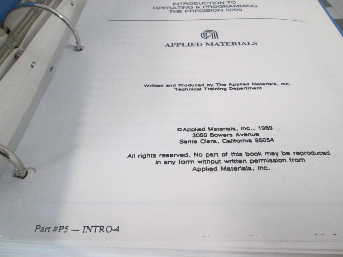 Used Applied Materials, Precision 5000 Operating and Programming Guide, Used