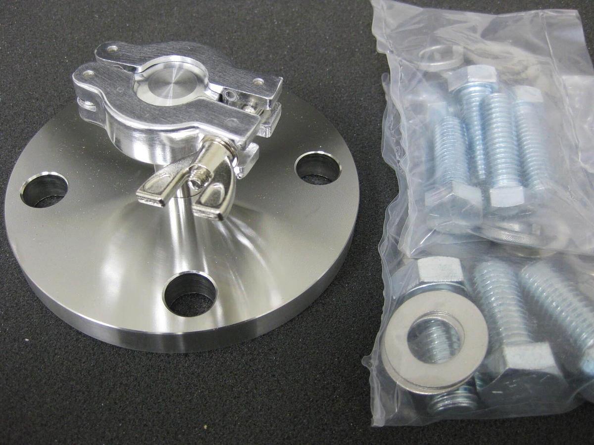 Stainless Steel Vacuum Assy: 5" F to NW16 Adapter, Centering Ring & Clamp