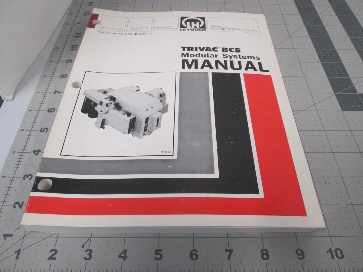 Used Leybold, Trivac BCS Modular Systems Manual, 722-78-028, Edition D, Used