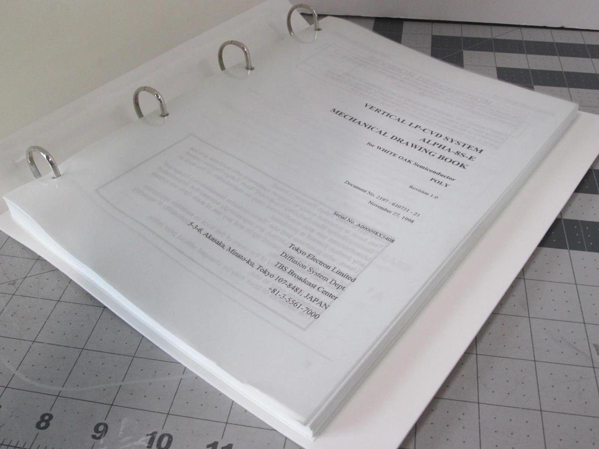 Used TEL Tokyo, ALPHA-8S-E, Mechanical Drawing Book POLY, Used